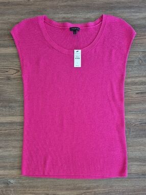 Talbots Women's Fuchsia Cap-Sleeve Knit Top